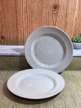Vintage Homer Laughlin Neutral Speckled Ceramic Dinner Plate -